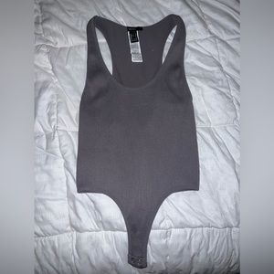 Gray, ribbed bodysuit